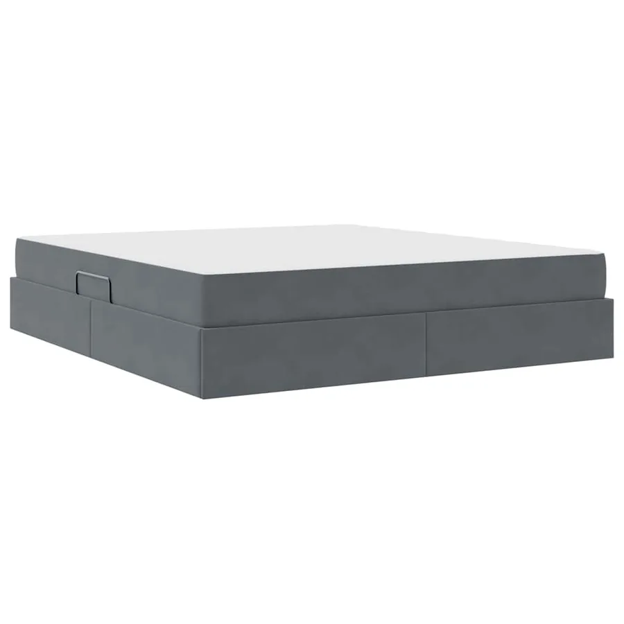 Lit avec rangement et matelas Gris foncé 180 x 200 cm Velours - 10