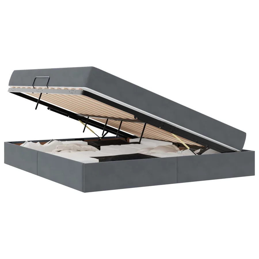 Lit avec rangement et matelas Gris foncé 180 x 200 cm Velours - 2