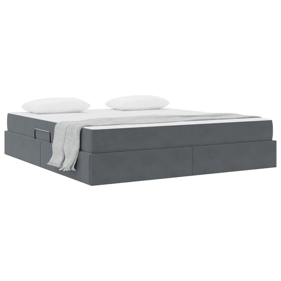 Lit avec rangement et matelas Gris foncé 180 x 200 cm Velours - 3