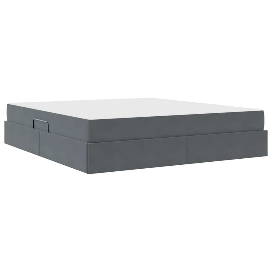 Lit avec rangement et matelas Gris foncé 180 x 200 cm Velours - 5