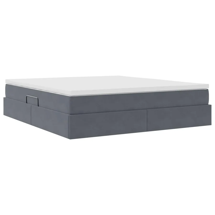 Lit avec rangement et matelas Gris foncé 180 x 200 cm Velours - 10