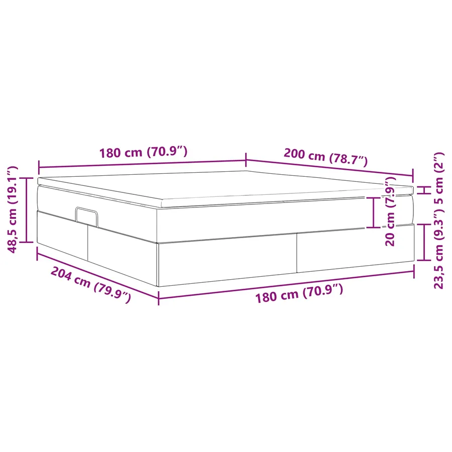 Lit avec rangement et matelas Gris foncé 180 x 200 cm Velours - 13