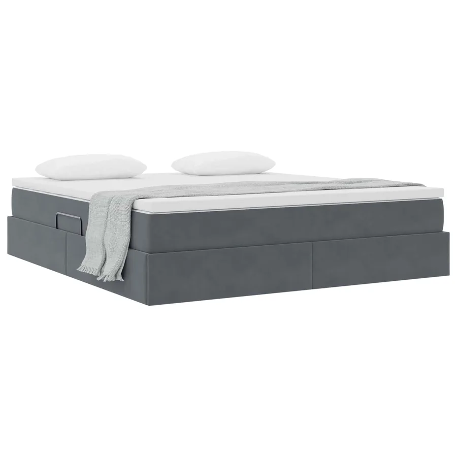 Lit avec rangement et matelas Gris foncé 180 x 200 cm Velours - 3