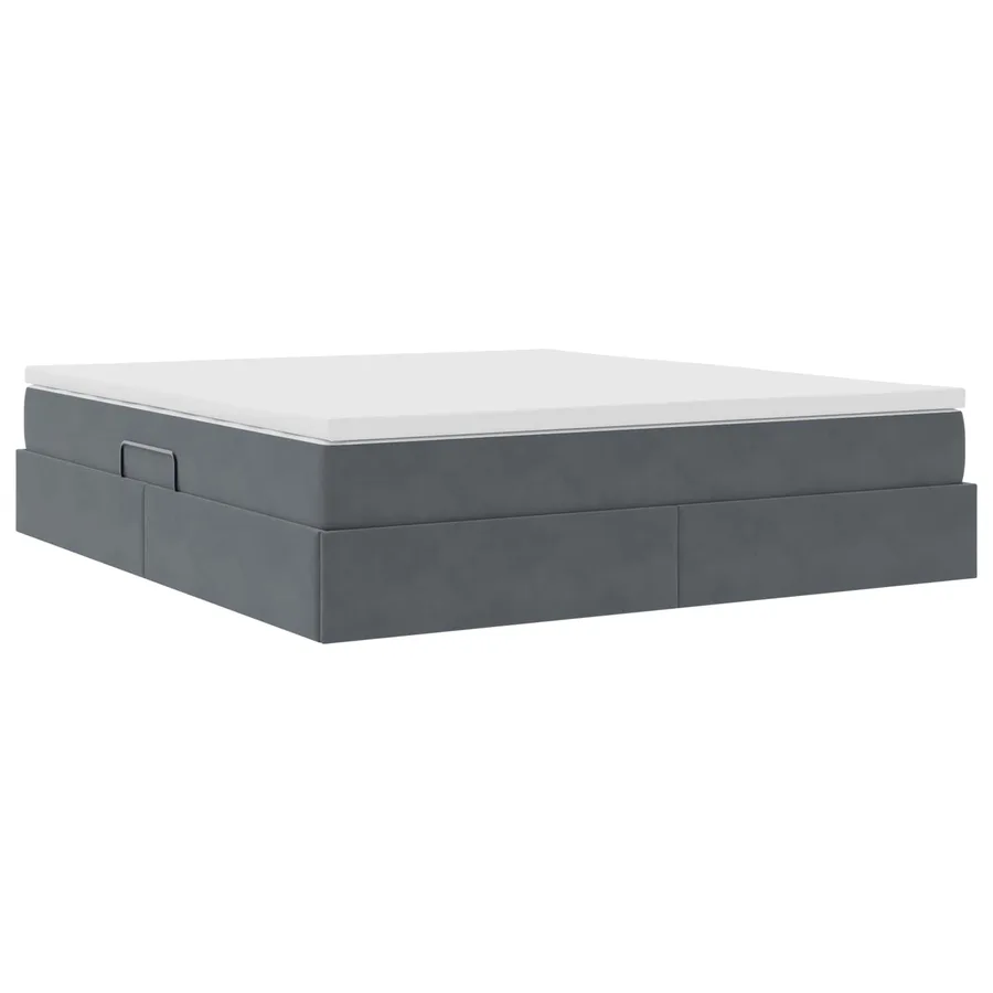 Lit avec rangement et matelas Gris foncé 180 x 200 cm Velours - 5