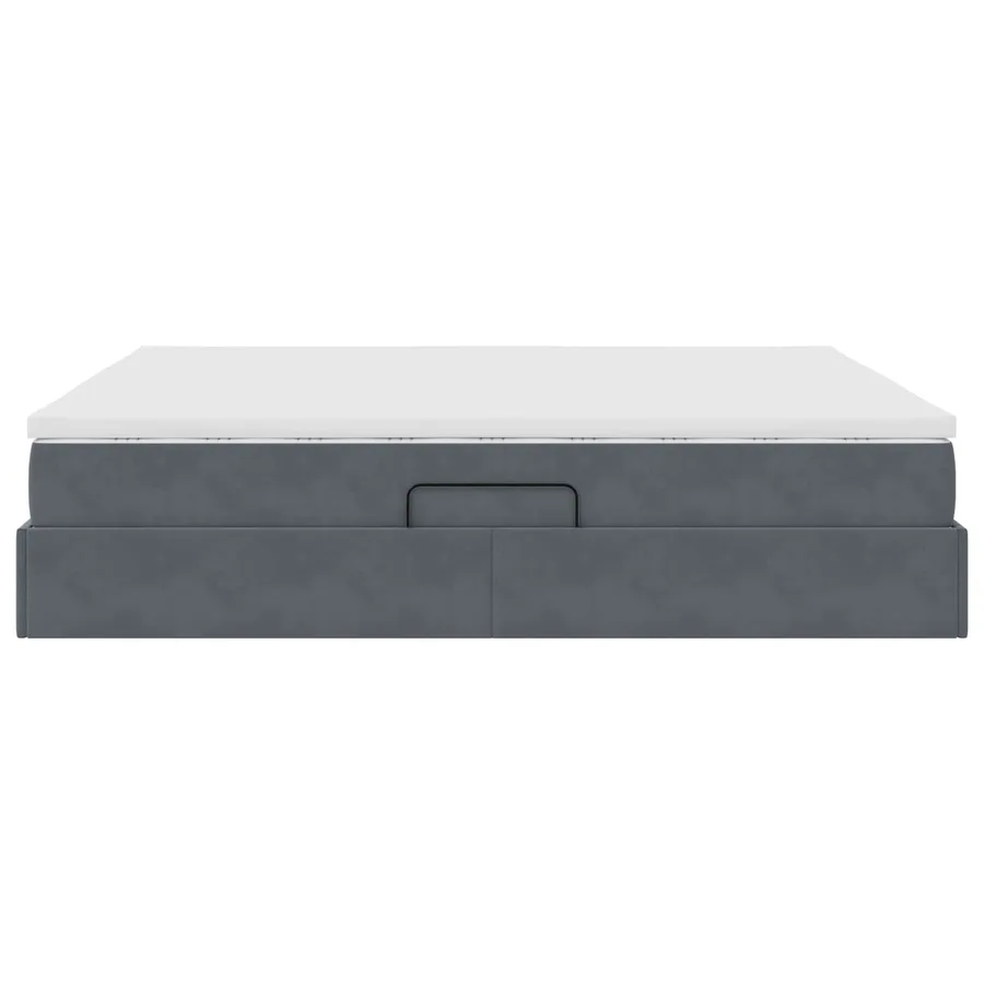 Lit avec rangement et matelas Gris foncé 180 x 200 cm Velours - 9