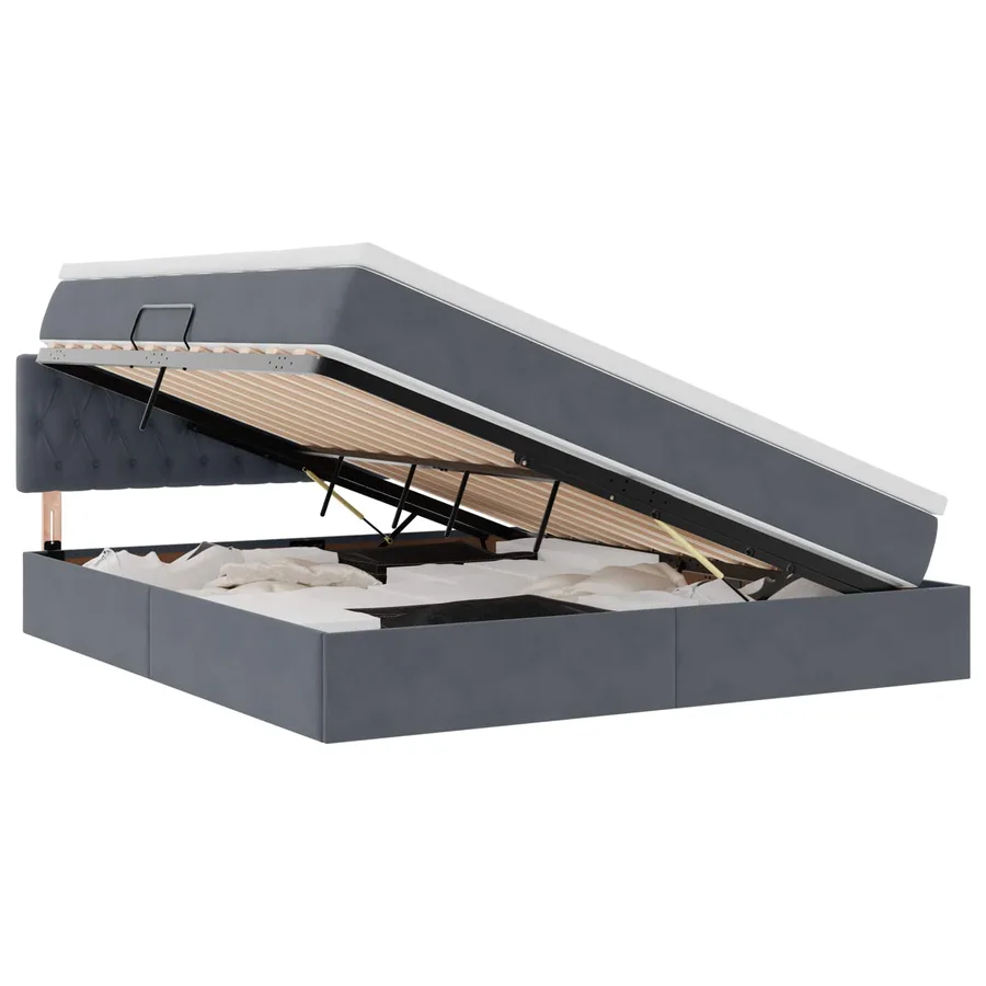 Lit de rangement LED avec matelas Gris foncé 180 x 200 cm - 2