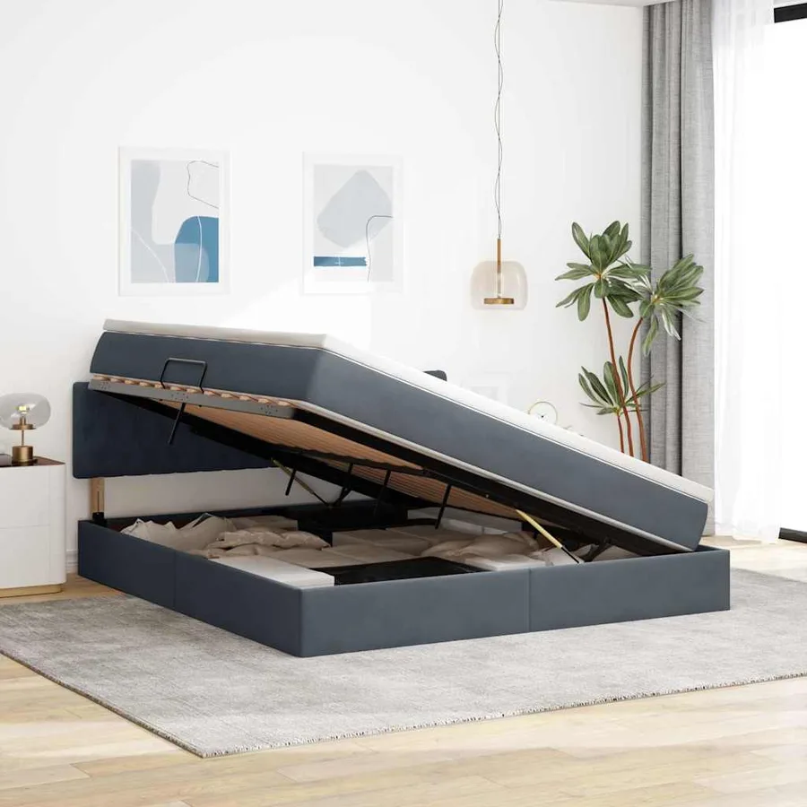Lit de rangement LED avec matelas Gris foncé 180 x 200 cm - 4