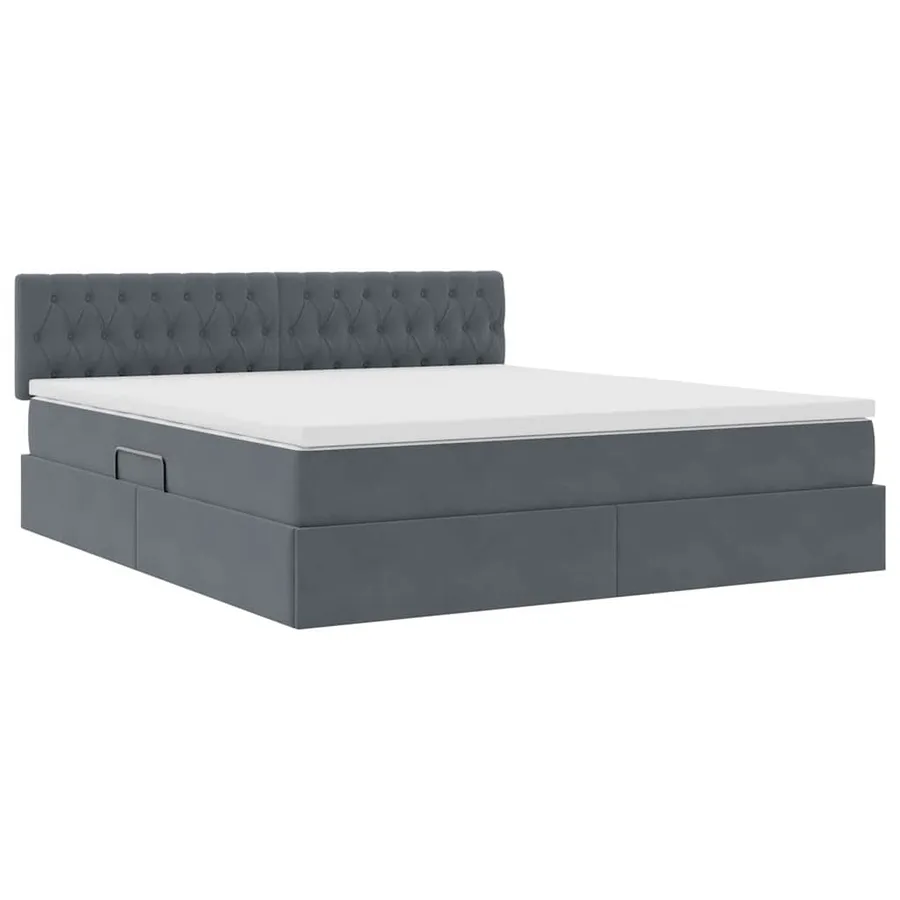 Lit de rangement LED avec matelas Gris foncé 180 x 200 cm - 6