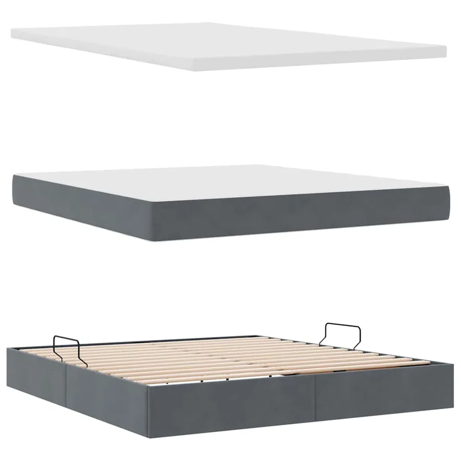 Lit de rangement LED avec matelas Gris foncé 180 x 200 cm - 9