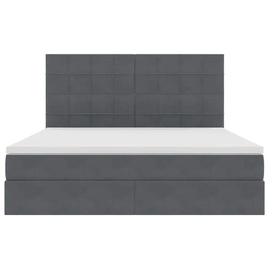 Lit avec rangement et matelas Gris foncé 180 x 200 cm Velours - 7