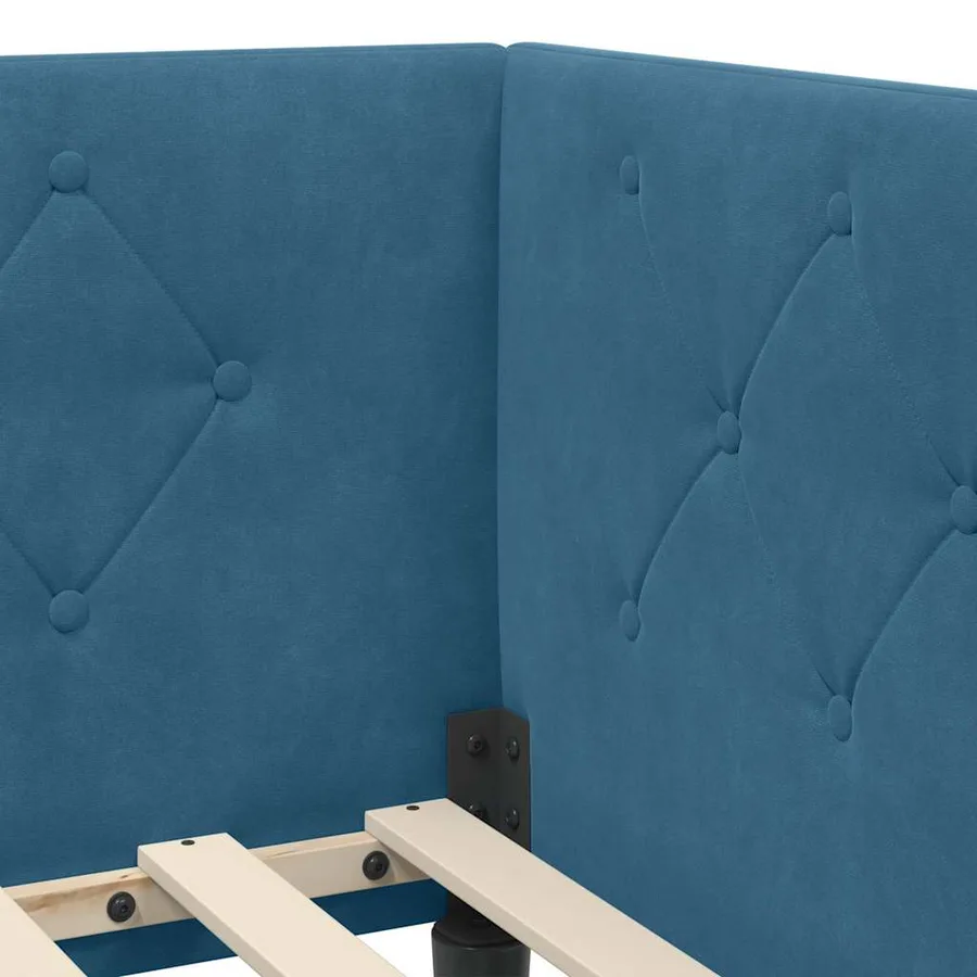Cadre de lit d'angle Bleu 90 x 200 cm Velours - 8
