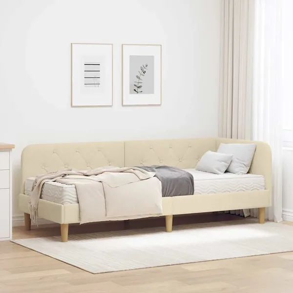 Cadre de lit d'angle Crème 80 x 200 cm tissu