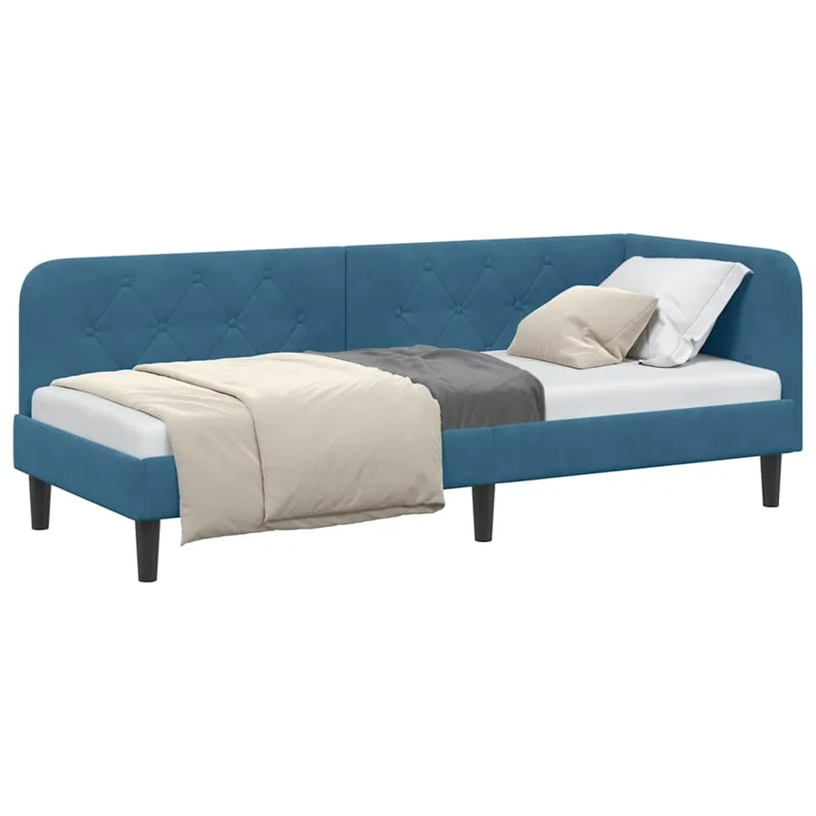 Cadre de lit d'angle Bleu 80 x 200 cm Velours - 3