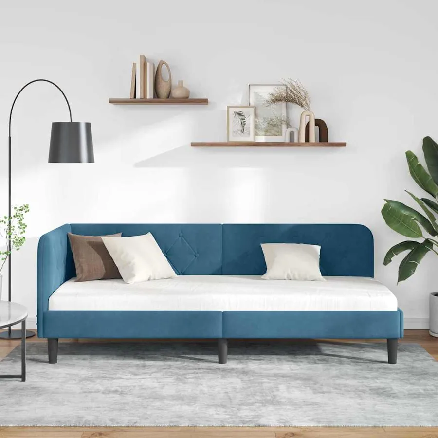 Cadre de lit d'angle Bleu 80 x 200 cm Velours - 4