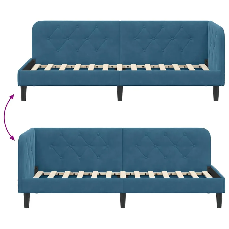 Cadre de lit d'angle Bleu 80 x 200 cm Velours - 9
