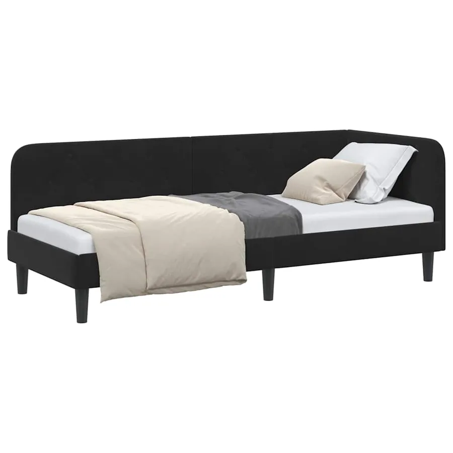 Cadre de lit d'angle Noir 80 x 200 cm Velours - 3