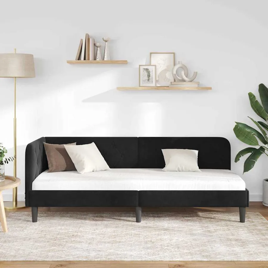 Cadre de lit d'angle Noir 80 x 200 cm Velours - 4