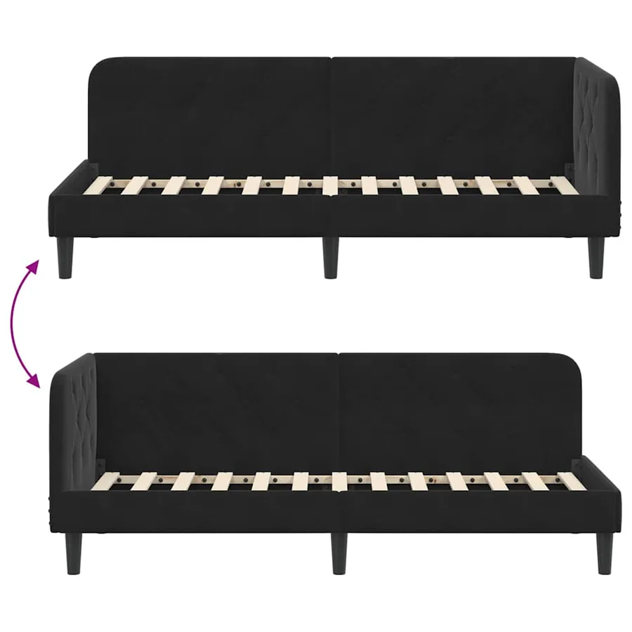 Cadre de lit d'angle Noir 80 x 200 cm Velours - 9