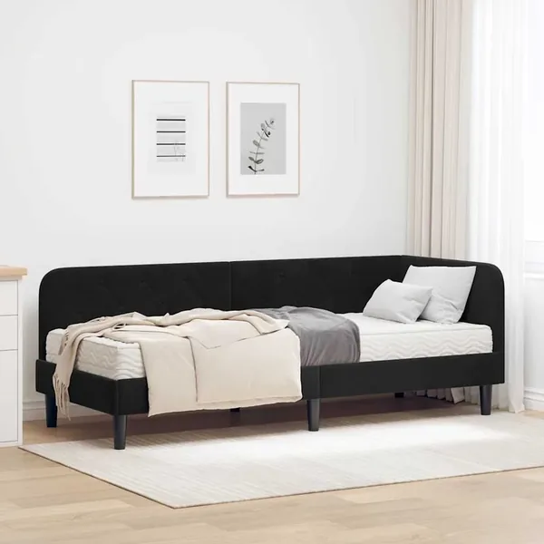 Cadre de lit d'angle Noir 80 x 200 cm Velours