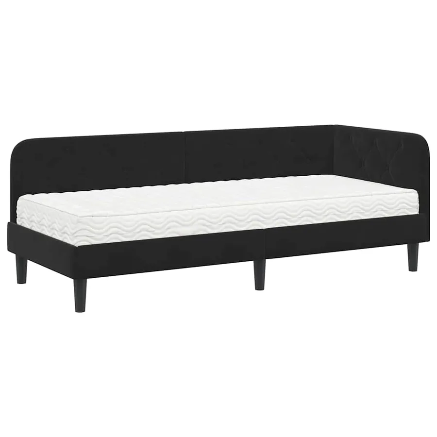 Cadre de lit d'angle Noir 80 x 200 cm Velours - 2