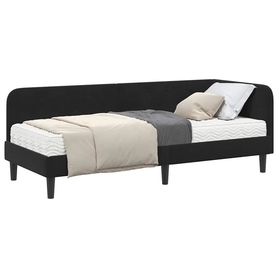 Cadre de lit d'angle Noir 80 x 200 cm Velours - 3
