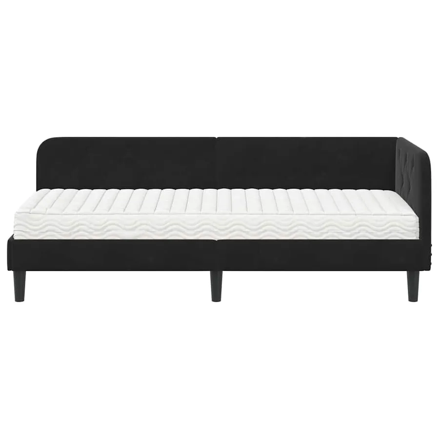 Cadre de lit d'angle Noir 80 x 200 cm Velours - 5