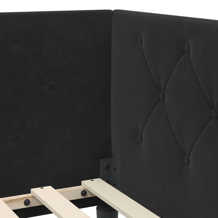 Cadre de lit d'angle Noir 80 x 200 cm Velours - 8