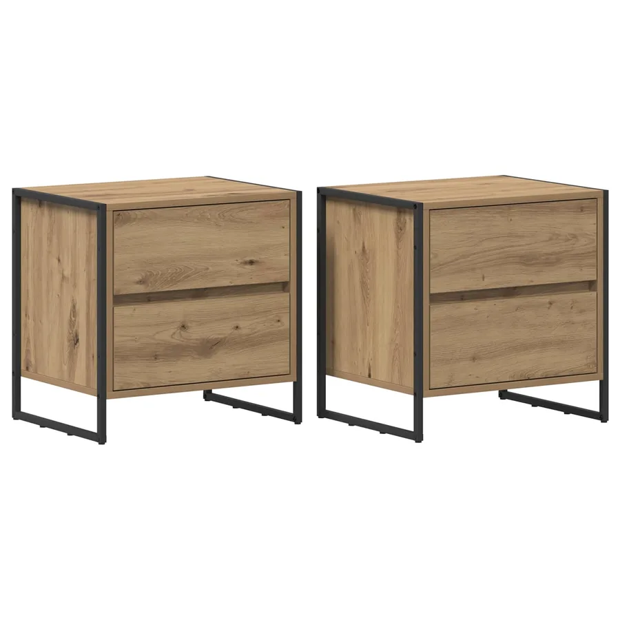 Table de chevet 2 pc Chêne artisan 50 x 39,5 x 50 cm - 2