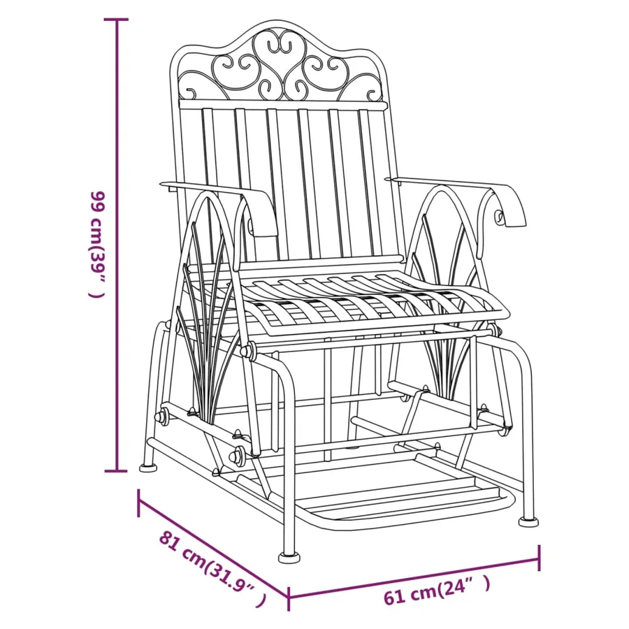 Banc coulissant 61 cm Noir Acier - 7