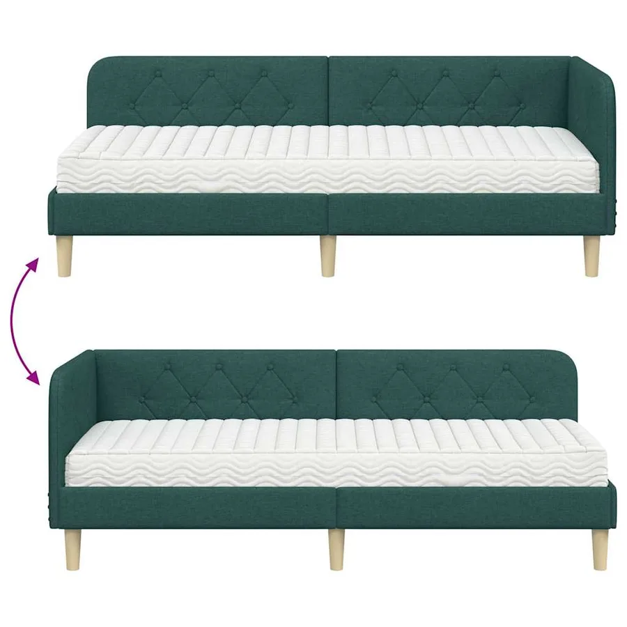 Cadre de lit d'angle Vert foncé 80 x 200 cm tissu - 12