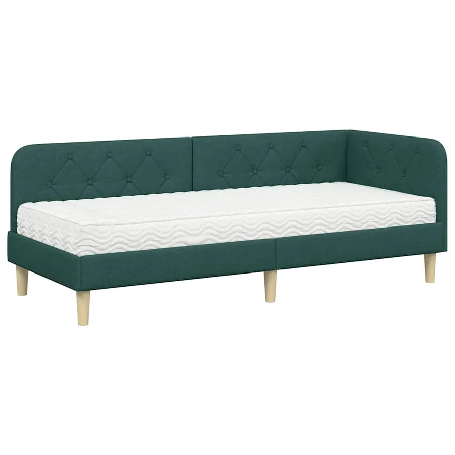 Cadre de lit d'angle Vert foncé 80 x 200 cm tissu - 2