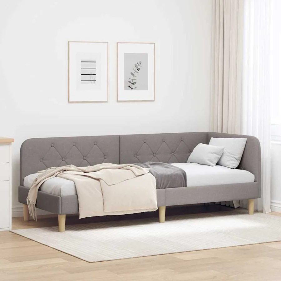 Cadre de lit d'angle Taupe 80 x 200 cm tissu