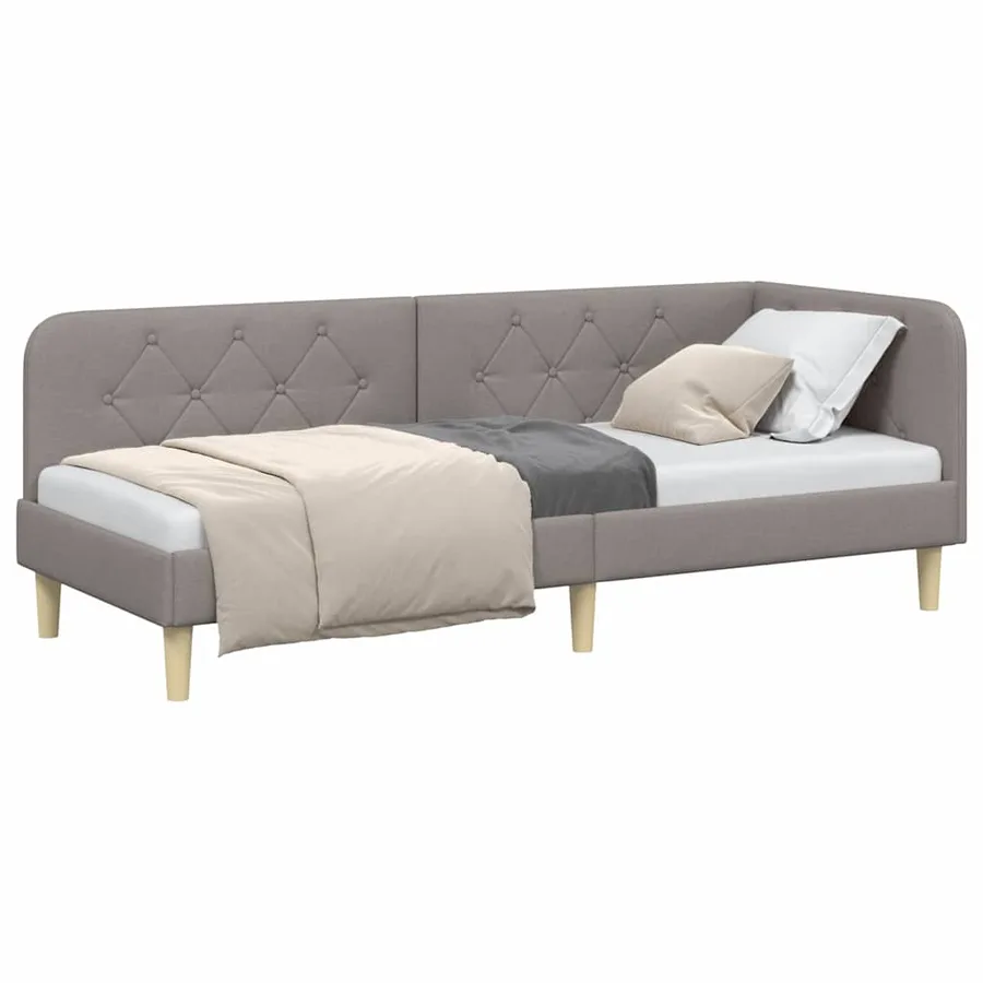 Cadre de lit d'angle Taupe 80 x 200 cm tissu - 3