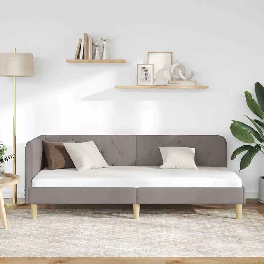 Cadre de lit d'angle Taupe 80 x 200 cm tissu - 4