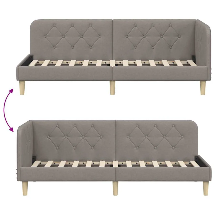 Cadre de lit d'angle Taupe 80 x 200 cm tissu - 9