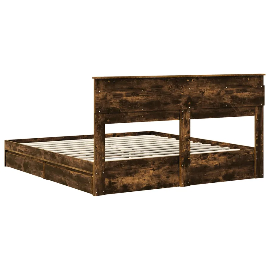 Lit de Rangement Chêne fumé 180 x 200 cm Bois d'ingénierie - 10