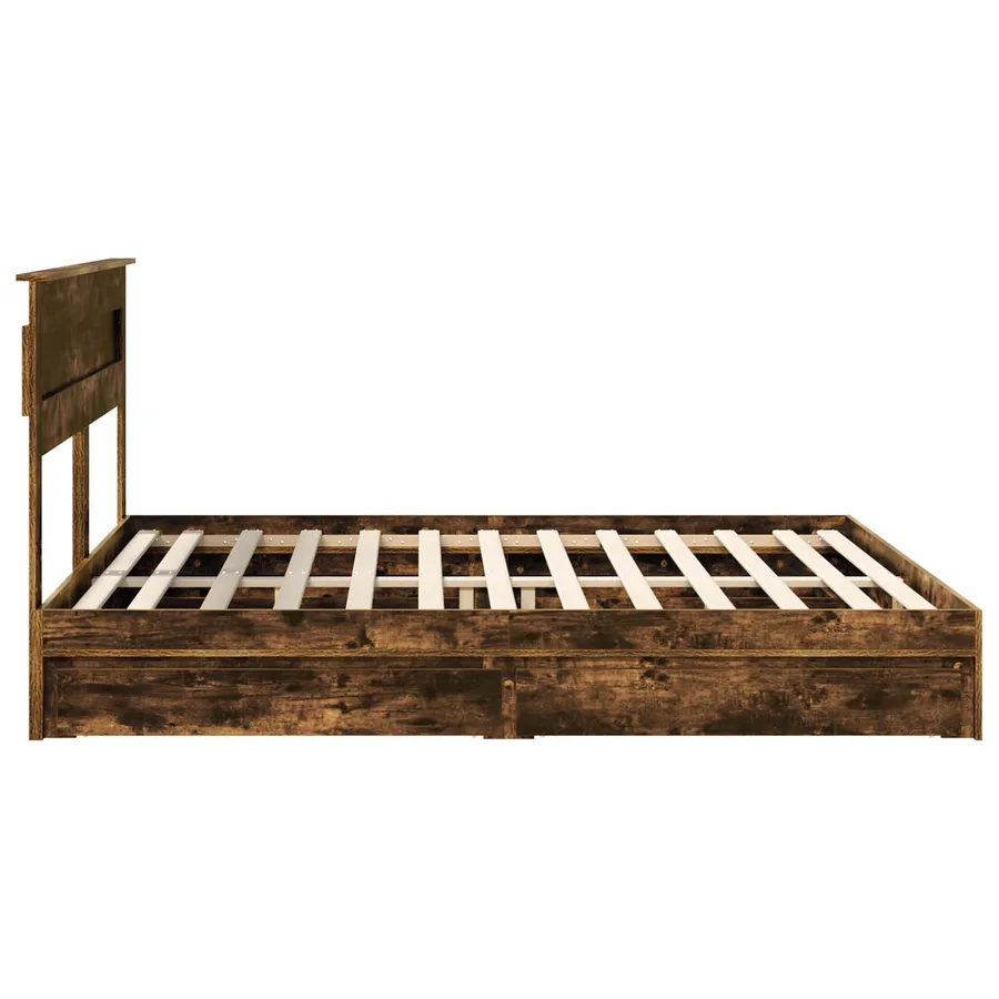 Lit de Rangement Chêne fumé 180 x 200 cm Bois d'ingénierie - 9