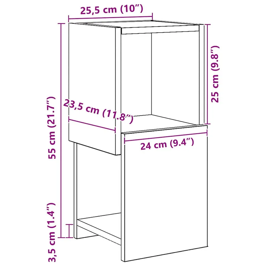 Meuble d'angle 25,5x25x55cm Bois d'ingénierie - 8