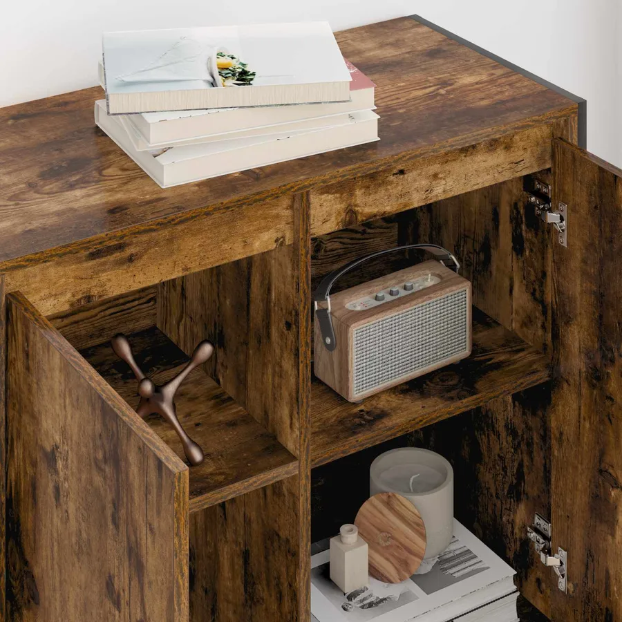 Meuble d'appoint Chêne Fumé 79 x 36 x 75 cm Bois d'ingénierie - 4