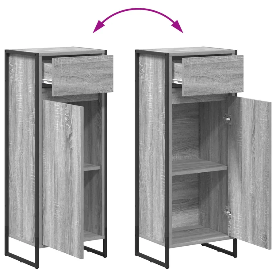 Ensemble de mobilier de salle de bain avec tiroir Gris Sonoma - 16