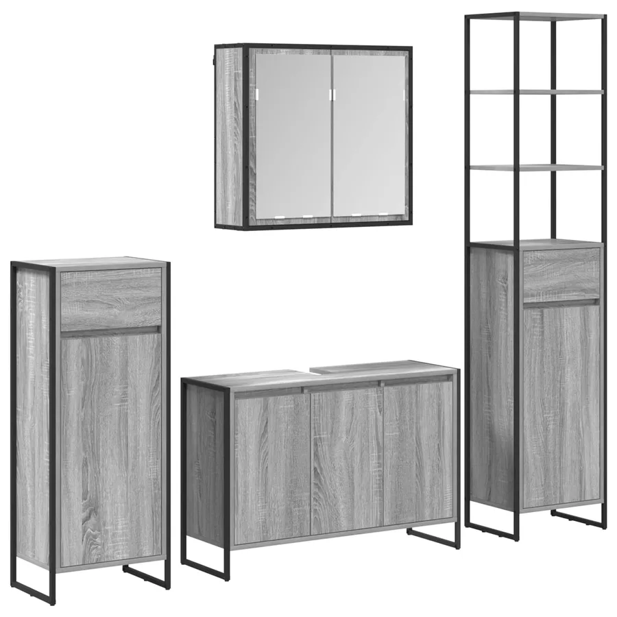 Ensemble de mobilier de salle de bain avec tiroir Gris Sonoma - 2