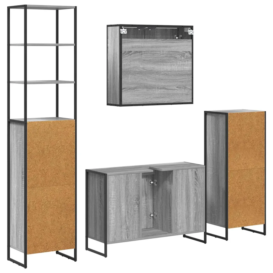 Ensemble de mobilier de salle de bain avec tiroir Gris Sonoma - 8