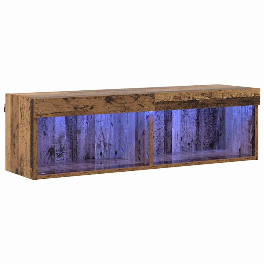Ensemble meuble TV avec LED Bois Ancien 100 x 30 x 30 cm - 2