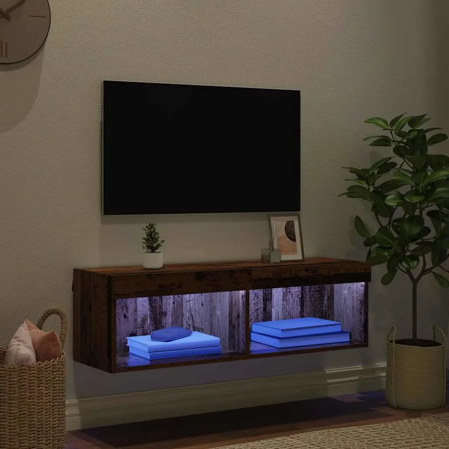 Ensemble meuble TV avec LED Bois Ancien 100 x 30 x 30 cm - 5