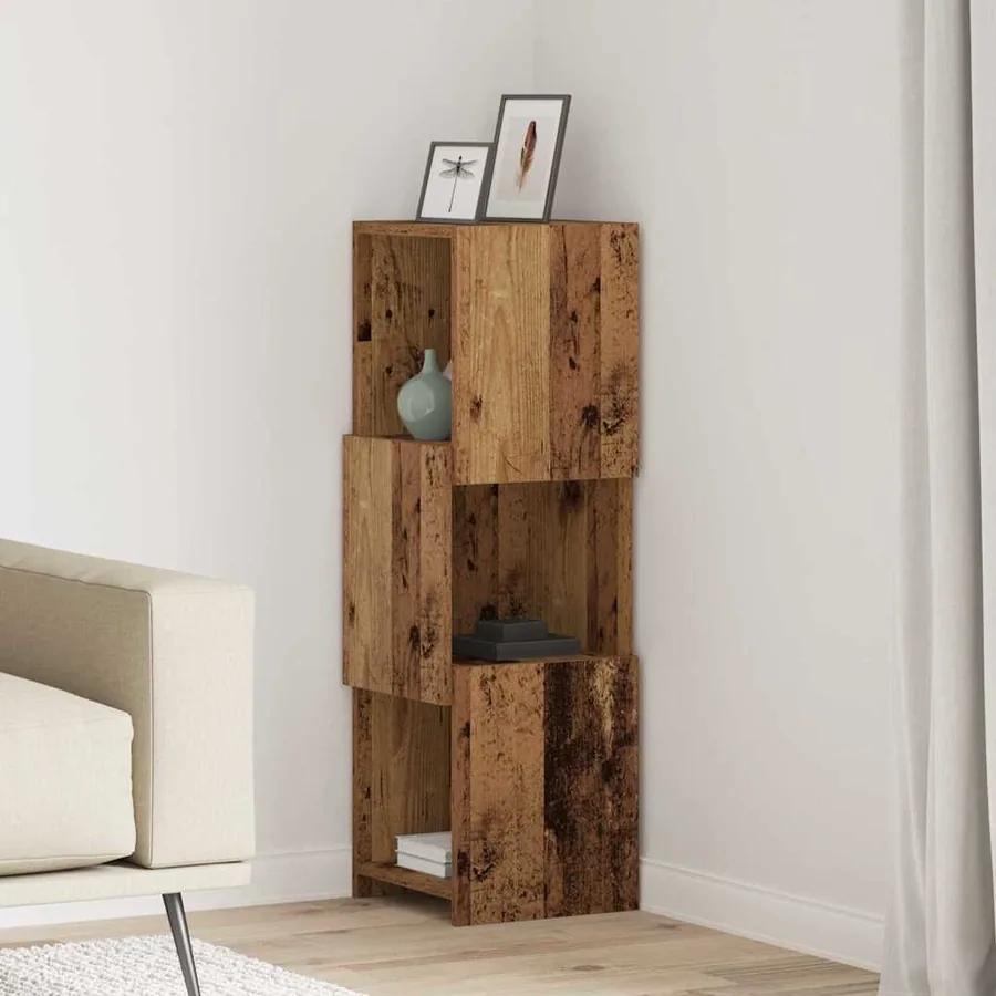 Meuble d'angle Bois ancien 30,5x30x95cm Bois d'ingénierie