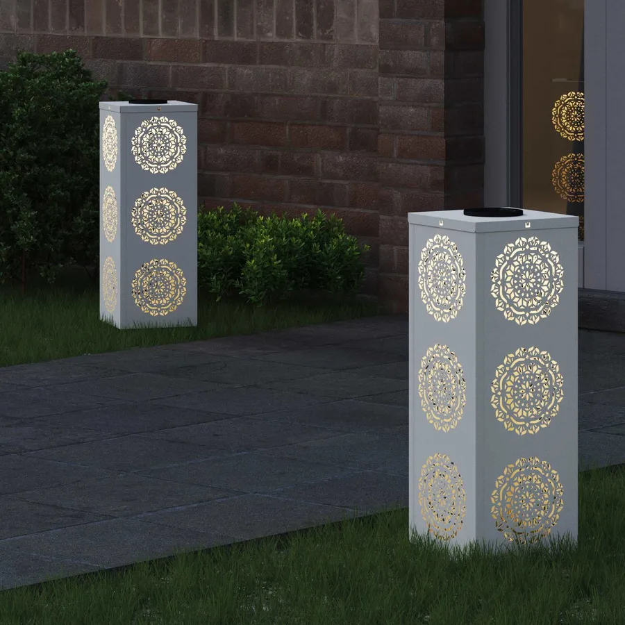 Lumière de chemin LED solaire 2 pcs Blanc chaud 18 x 18 x 50 cm - 3