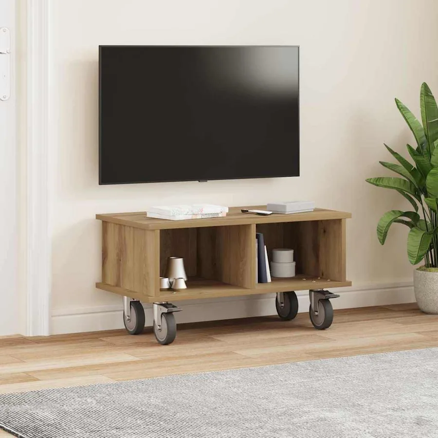 Meuble TV 68,5 x 35 x 35 cm Chêne artisanal Bois d'ingénierie - 4