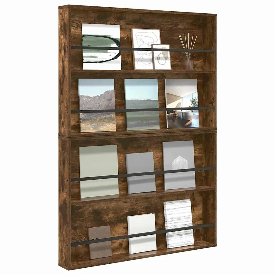 Étagère à magazines 2 pcs Chêne fumé 100 x 12 x 70 cm - 3