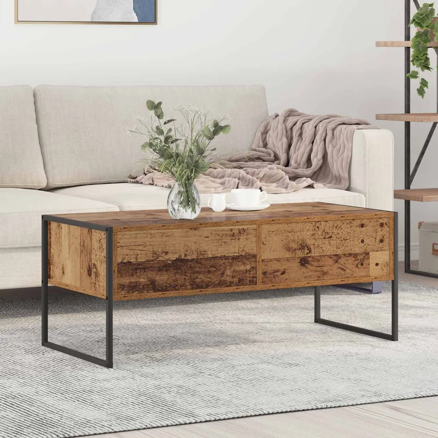 Table basse Bois Ancien 100 x 46 x 40 cm Bois d'ingénierie