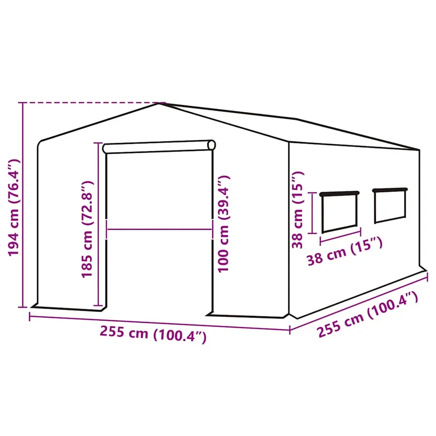 Couverture de remplacement serre (6,5025 m²) 255x255x194cm Vert - 6